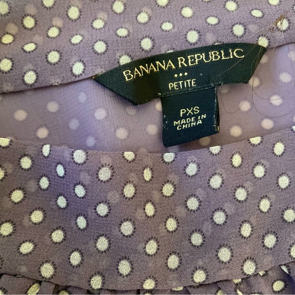 Banana Republic Pale Purple Gray Polka Dot Tie Neck Sleeveless Top PXS - Picture 4 of 9